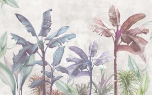 Soft,Color,Tropical,Leaf,Wallpaper,Design,,Banana,Trees,,Mural,Art,